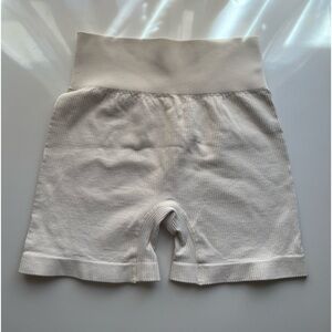 Biker shorts athletic gym shorts ribbed cream womans